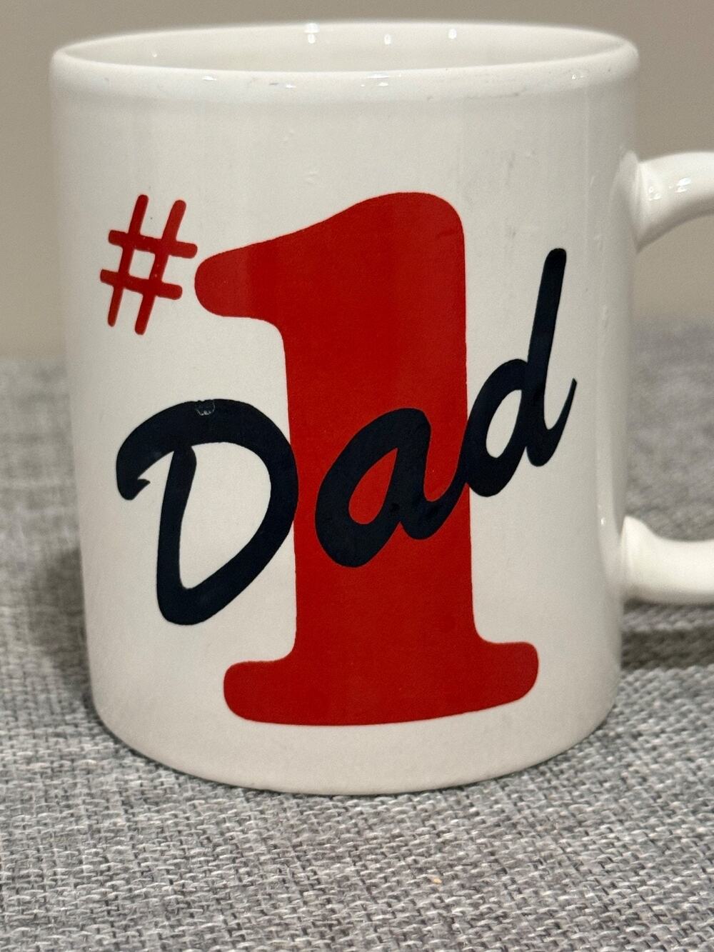 Vintage 1990's Number One Dad Fathers Day White with Red and Black Coffee Mug